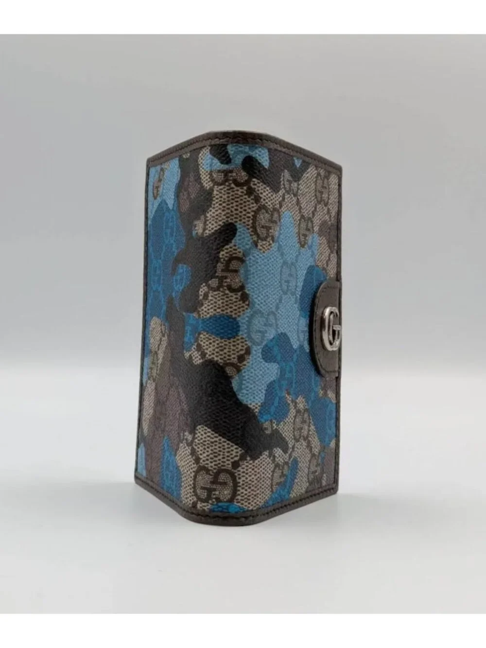 Gucci Men’s Camouflage Marbled GG Monogram Bifold Card Holder Wallet Beige Blue